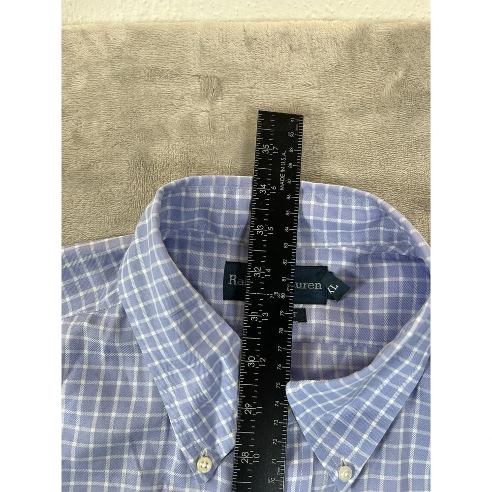 Polo Ralph Lauren Men's XXL Purple White Plaid Short Sleeve Button Front Shirt
